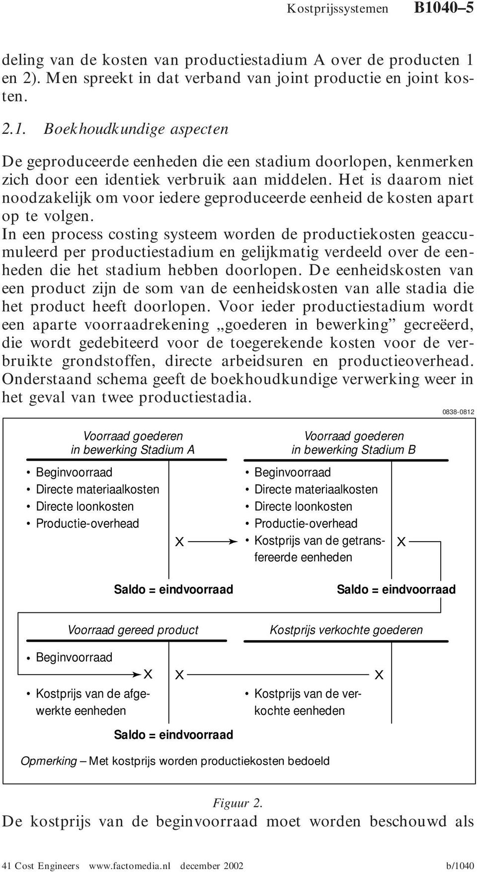 In een process costing systeem worden de productiekosten geaccumuleerd per productiestadium en gelijkmatig verdeeld over de eenheden die het stadium hebben doorlopen.