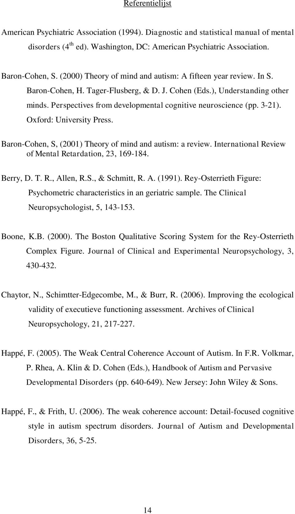 Perspectives from developmental cognitive neuroscience (pp. 3-21). Oxford: University Press. Baron-Cohen, S, (2001) Theory of mind and autism: a review.