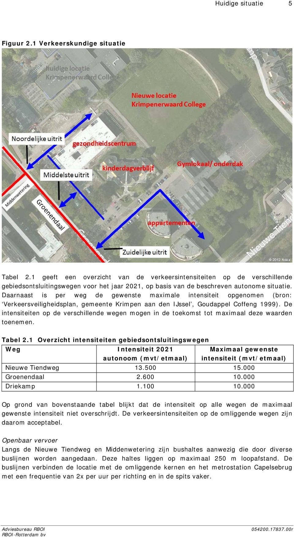 Daarnaast is per weg de gewenste maximale intensiteit opgenomen (bron: Verkeersveiligheidsplan, gemeente Krimpen aan den IJssel, Goudappel Coffeng 1999).