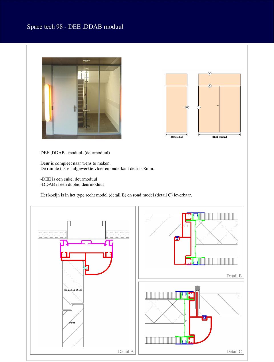 De ruimte tussen afgewerkte vloer en onderkant deur is 8mm.