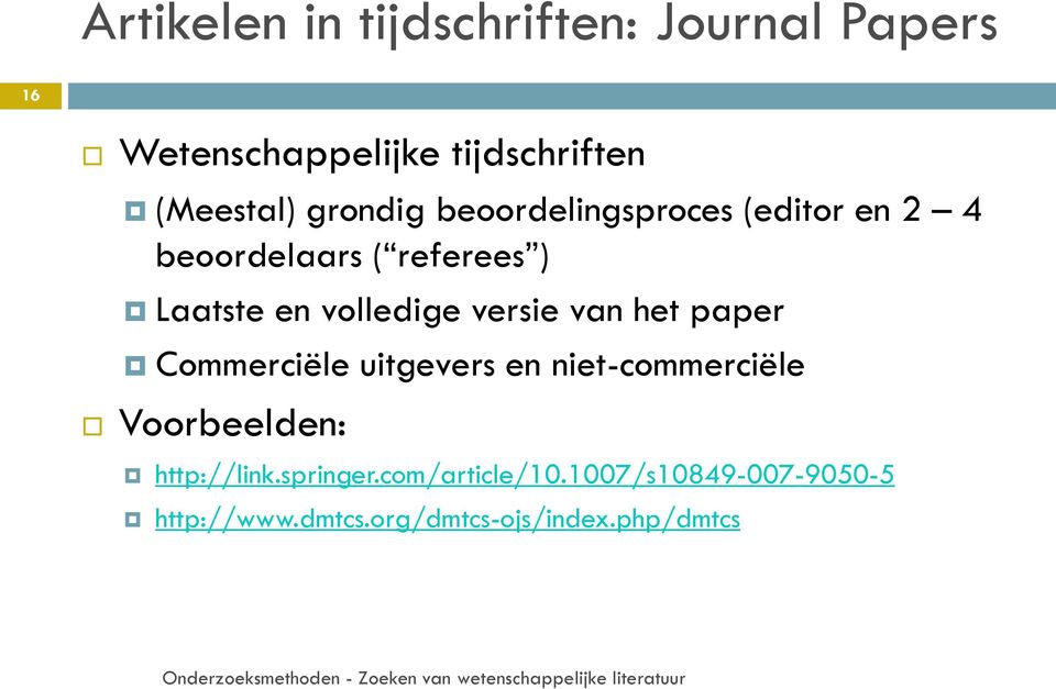 versie van het paper Commerciële uitgevers en niet-commerciële Voorbeelden: http://link.