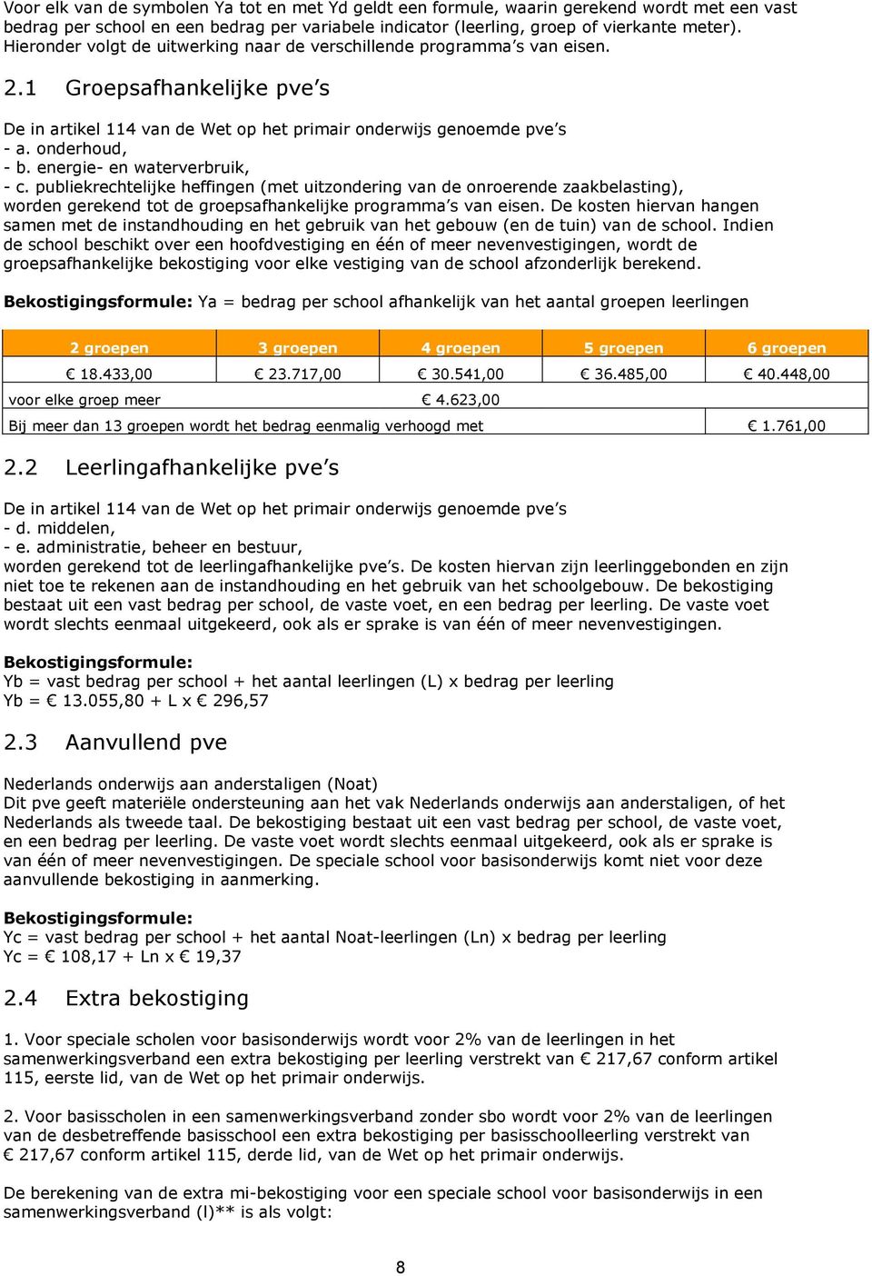 energie- en waterverbruik, - c. publiekrechtelijke heffingen (met uitzondering van de onroerende zaakbelasting), worden gerekend tot de groepsafhankelijke programma s van eisen.