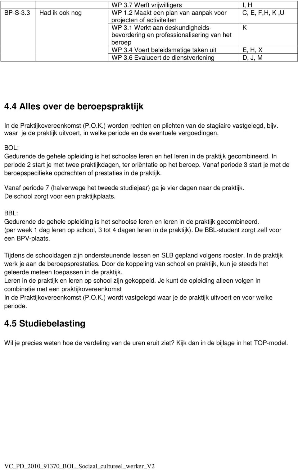 4 Alles over de beroepspraktijk In de Praktijkovereenkomst (P.O.K.) worden rechten en plichten van de stagiaire vastgelegd, bijv.