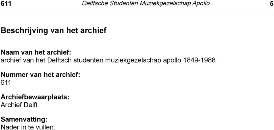 het Delftsch studenten muziekgezelschap apollo 1849-1988 Nummer van het