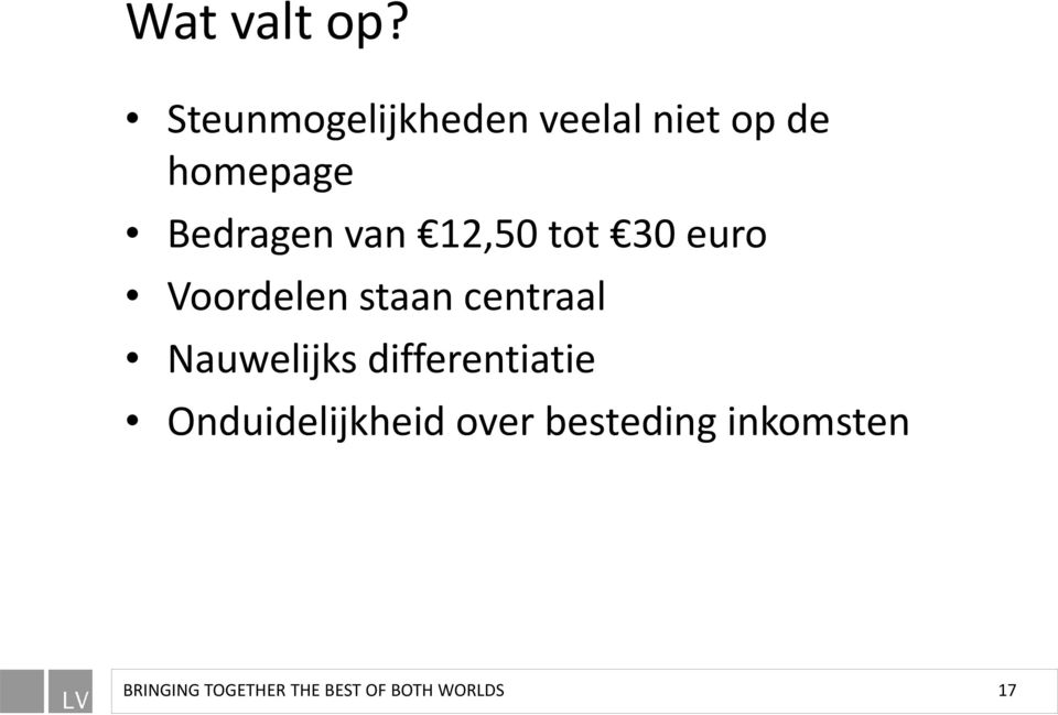 van 12,50 tot 30 euro Voordelen staan centraal