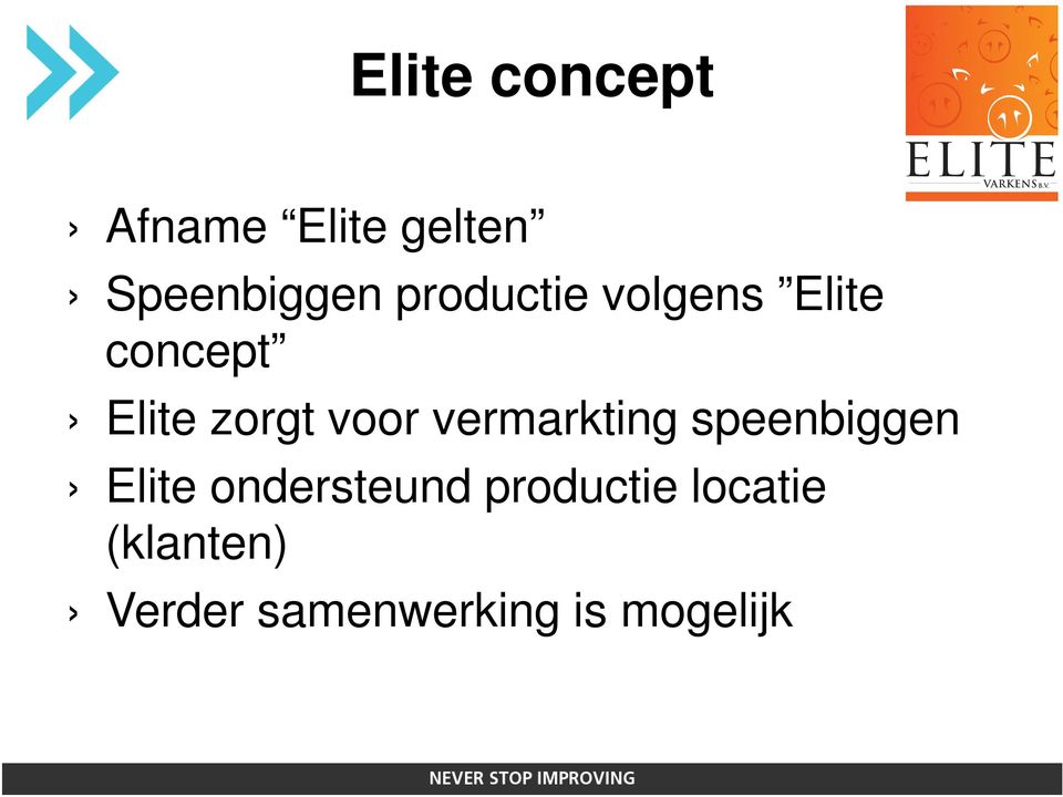 vermarkting speenbiggen Elite ondersteund