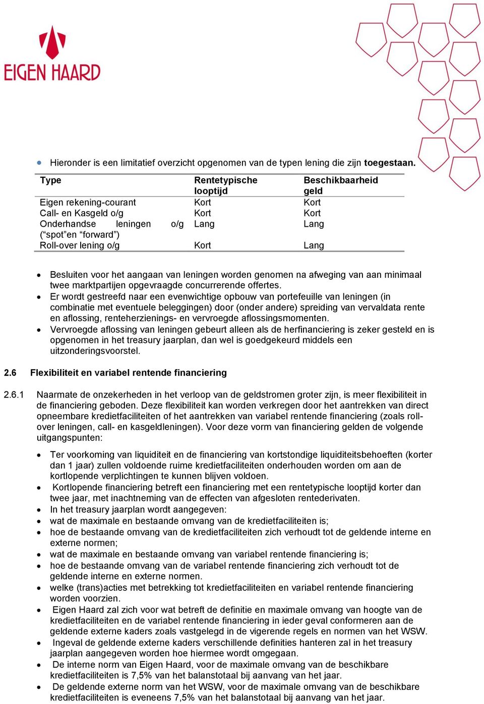 Besluiten voor het aangaan van leningen worden genomen na afweging van aan minimaal twee marktpartijen opgevraagde concurrerende offertes.