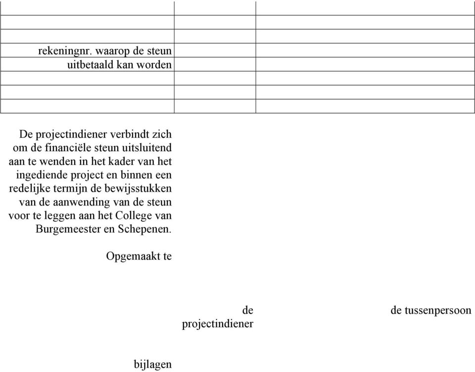 steun uitsluitend aan te wenden in het kader van het ingediende project en binnen een