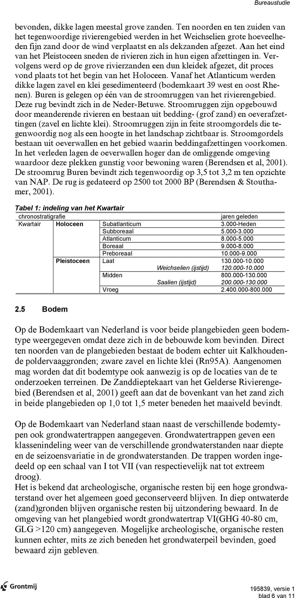 Aan het eind van het Pleistoceen sneden de rivieren zich in hun eigen afzettingen in.