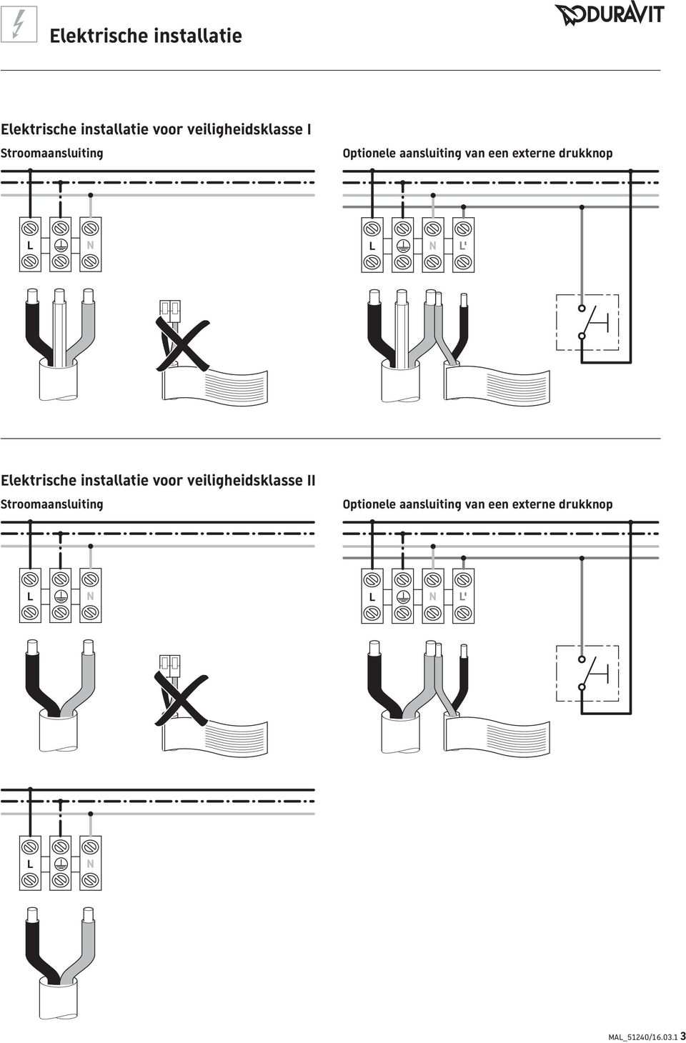 L' Elektrische installatie voor veiligheidsklasse II  L' L N MAL_51240/16.