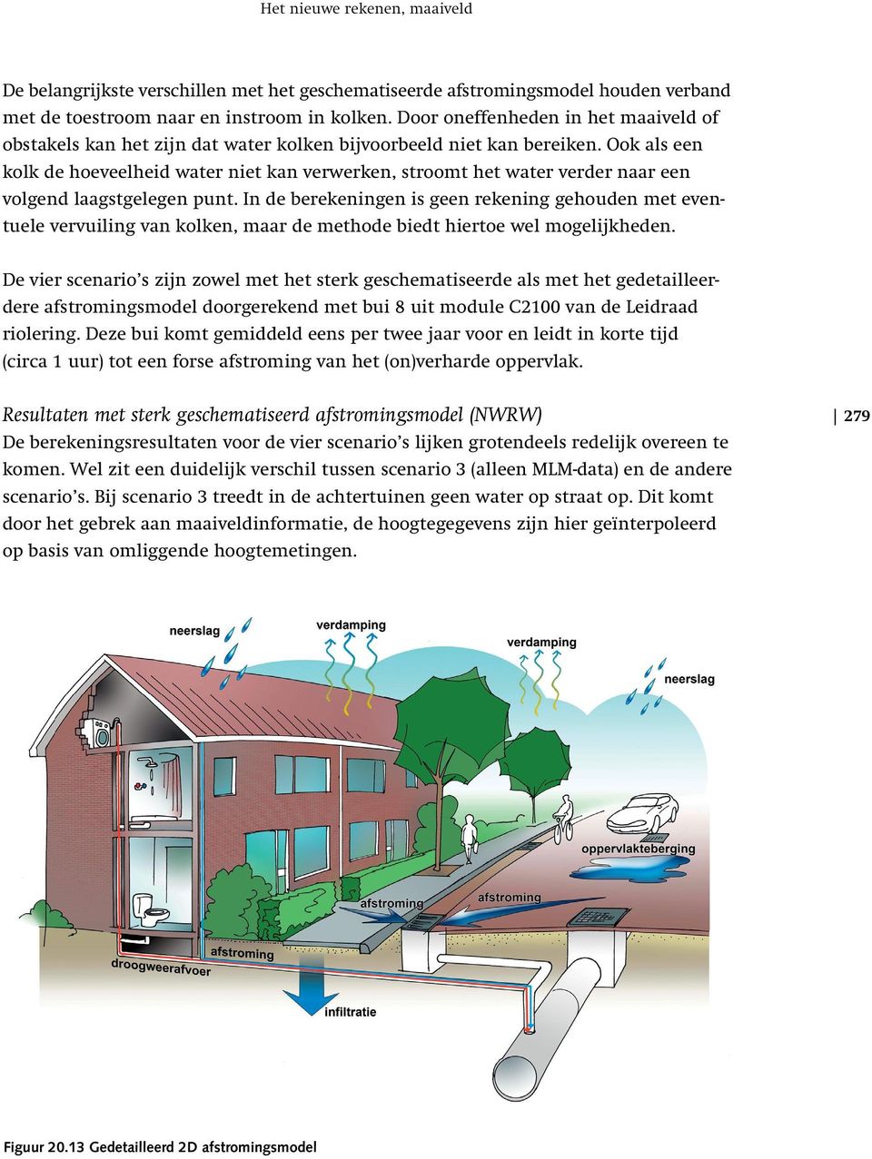 Ook als een kolk de hoeveelheid water niet kan verwerken, stroomt het water verder naar een volgend laagstgelegen punt.