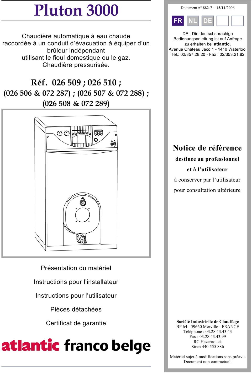 Pluton Réf ; ; Notice de référence ( & ) ; ( & ) ; ( & ) FR NL DE ES PL -  PDF Gratis download