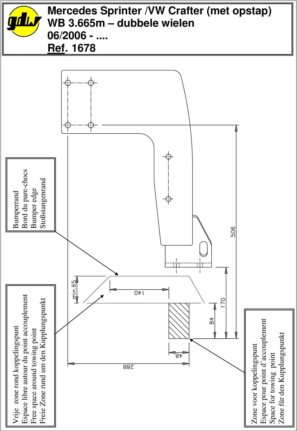 voor koppelingspunt Espace pour point d accouplement Space for towing point