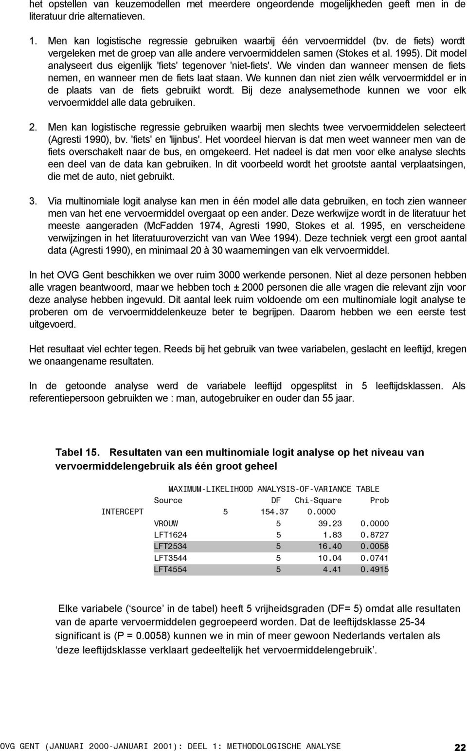 We vinden dan wanneer mensen de fiets nemen, en wanneer men de fiets laat staan. We kunnen dan niet zien wélk vervoermiddel er in de plaats van de fiets gebruikt wordt.