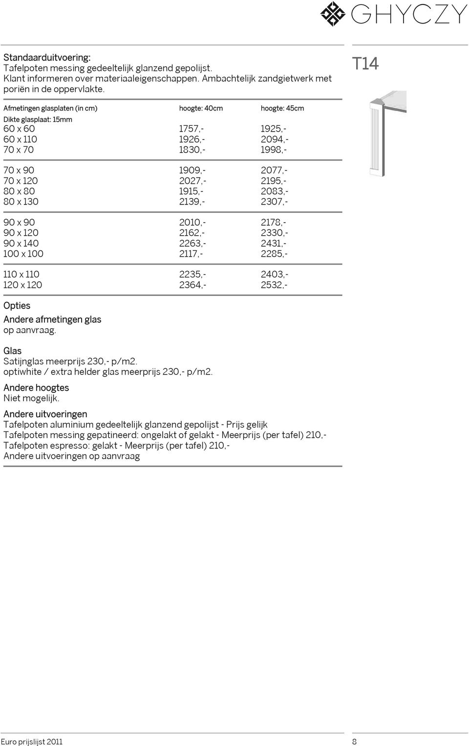 80 x 80 1915,- 2083,- 80 x 130 2139,- 2307,- 90 x 90 2010,- 2178,- 90 x 120 2162,- 2330,- 90 x 140 2263,- 2431,- 100 x 100 2117,- 2285,- 110 x 110 2235,- 2403,- 120 x 120 2364,- 2532,- Niet