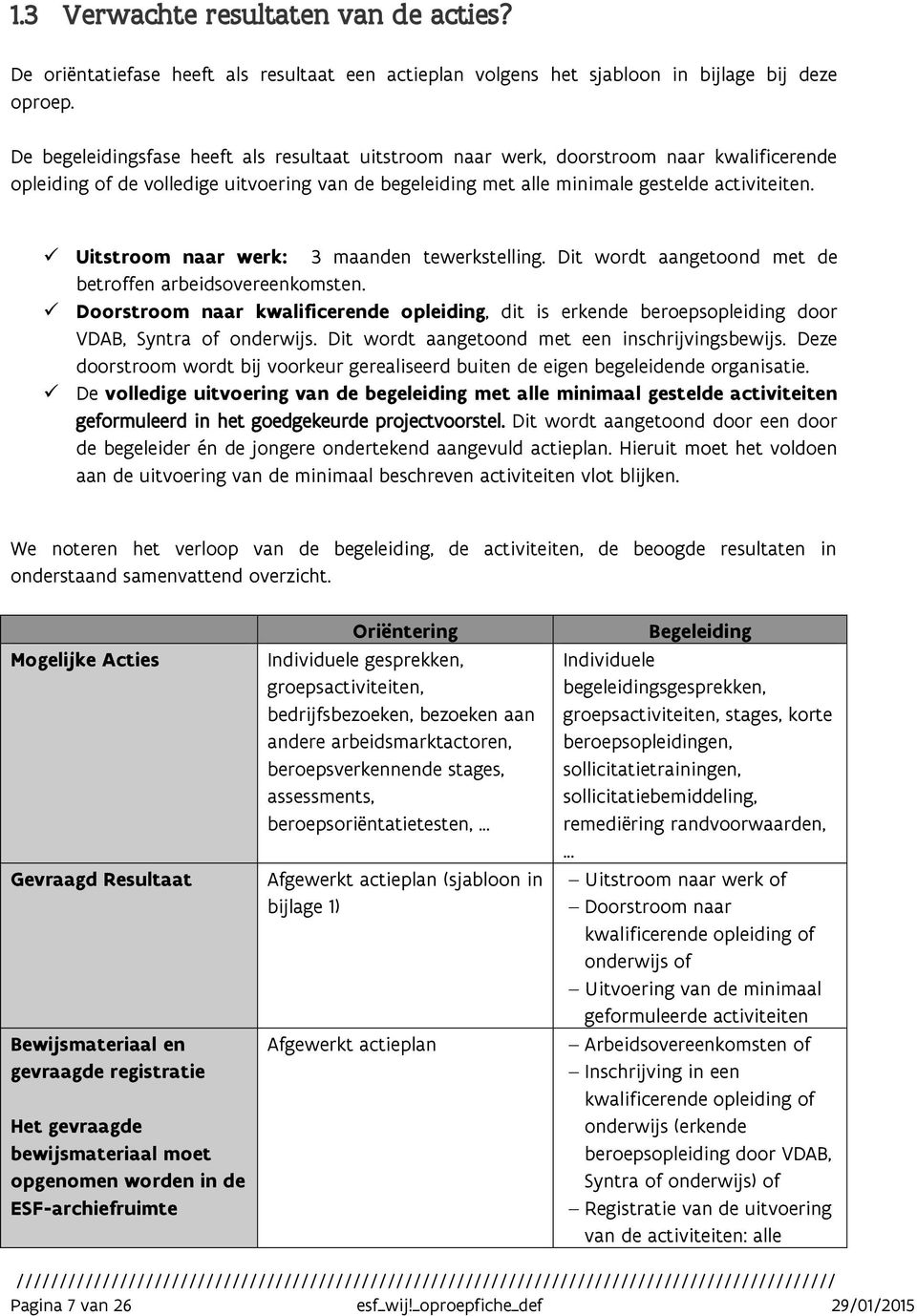 Uitstroom naar werk: 3 maanden tewerkstelling. Dit wordt aangetoond met de betroffen arbeidsovereenkomsten.