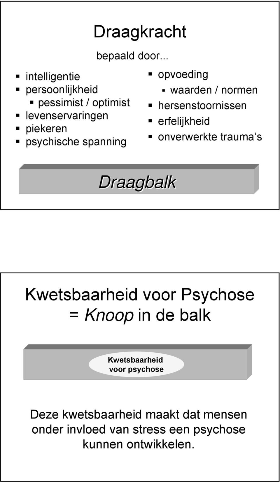 .. opvoeding waarden / normen hersenstoornissen erfelijkheid onverwerkte trauma s Draagbalk