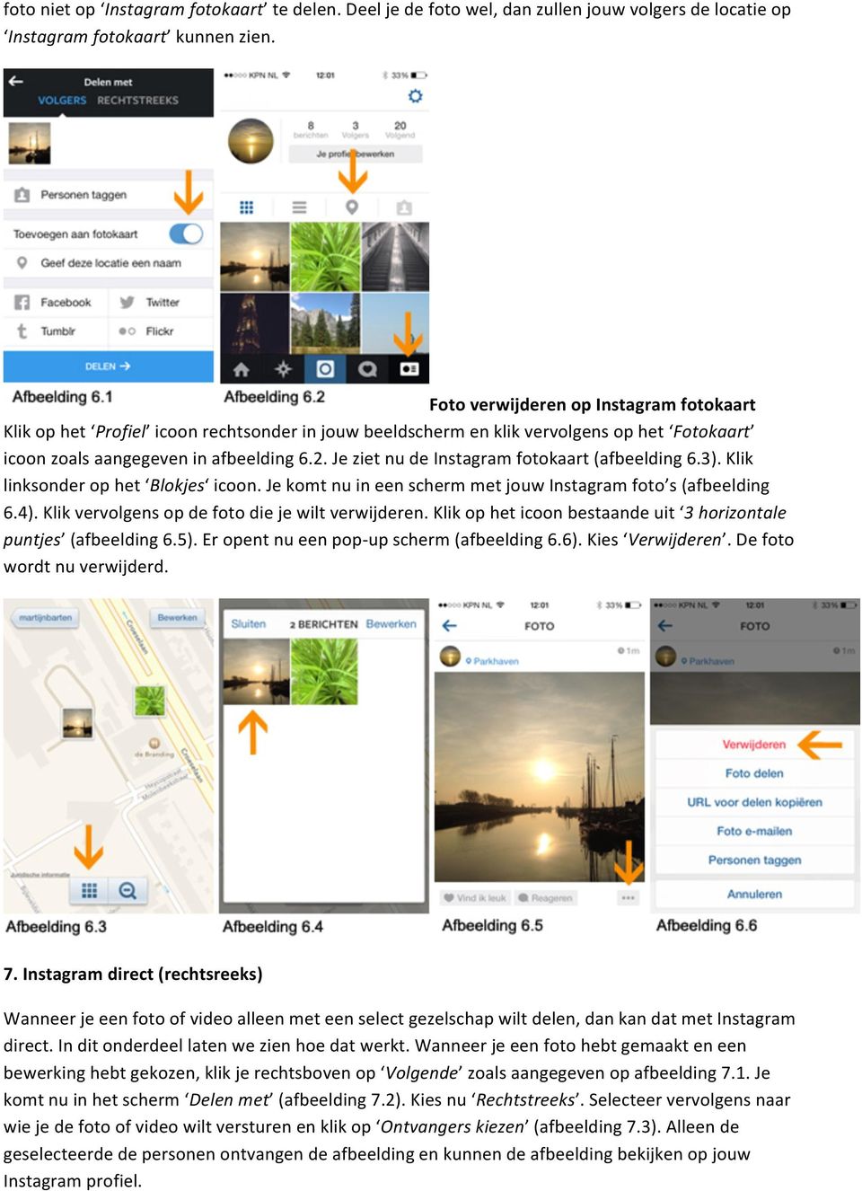 Je ziet nu de Instagram fotokaart (afbeelding 6.3). Klik linksonder op het Blokjes icoon. Je komt nu in een scherm met jouw Instagram foto s (afbeelding 6.4).