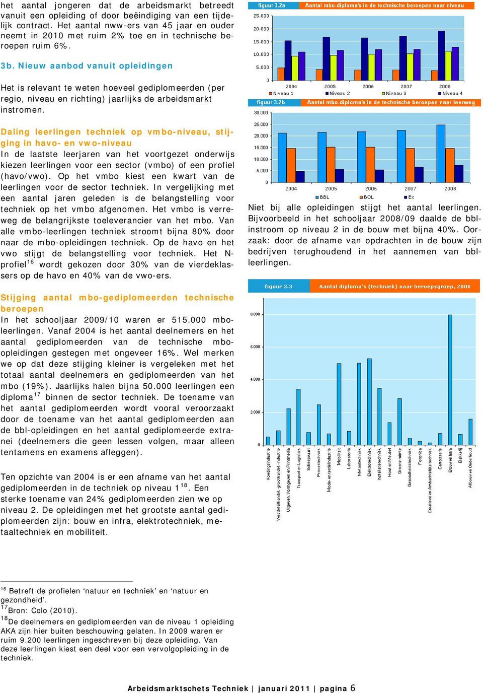 Nieuw aanbod vanuit opleidingen Het is relevant te weten hoeveel gediplomeerden (per regio, niveau en richting) jaarlijks de arbeidsmarkt instromen.