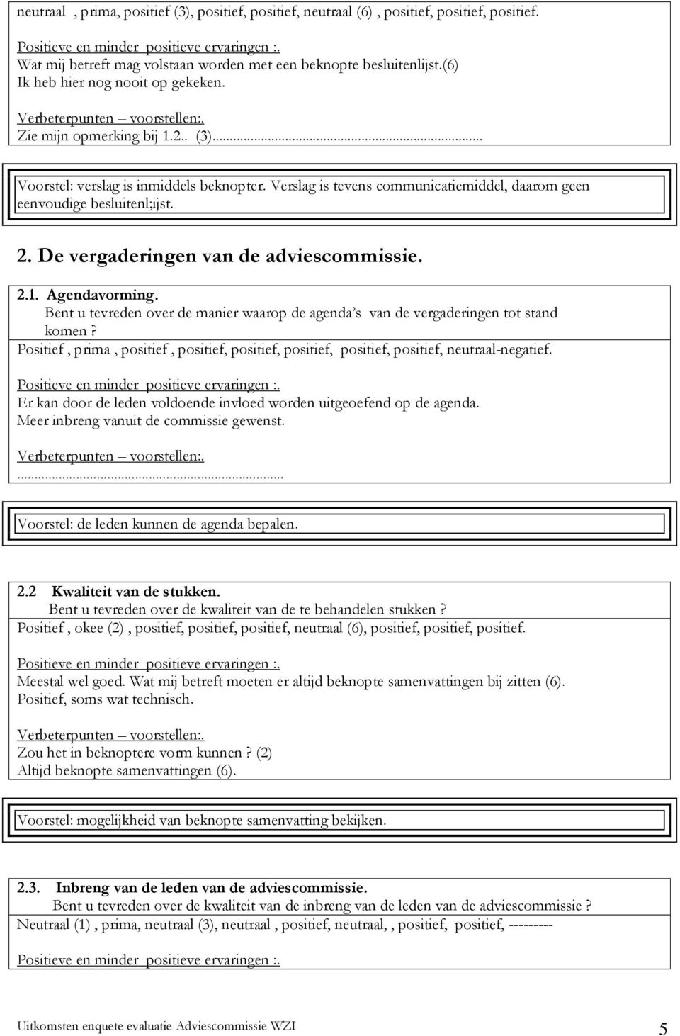 2.1. Agendavorming. Bent u tevreden over de manier waarop de agenda s van de vergaderingen tot stand komen?