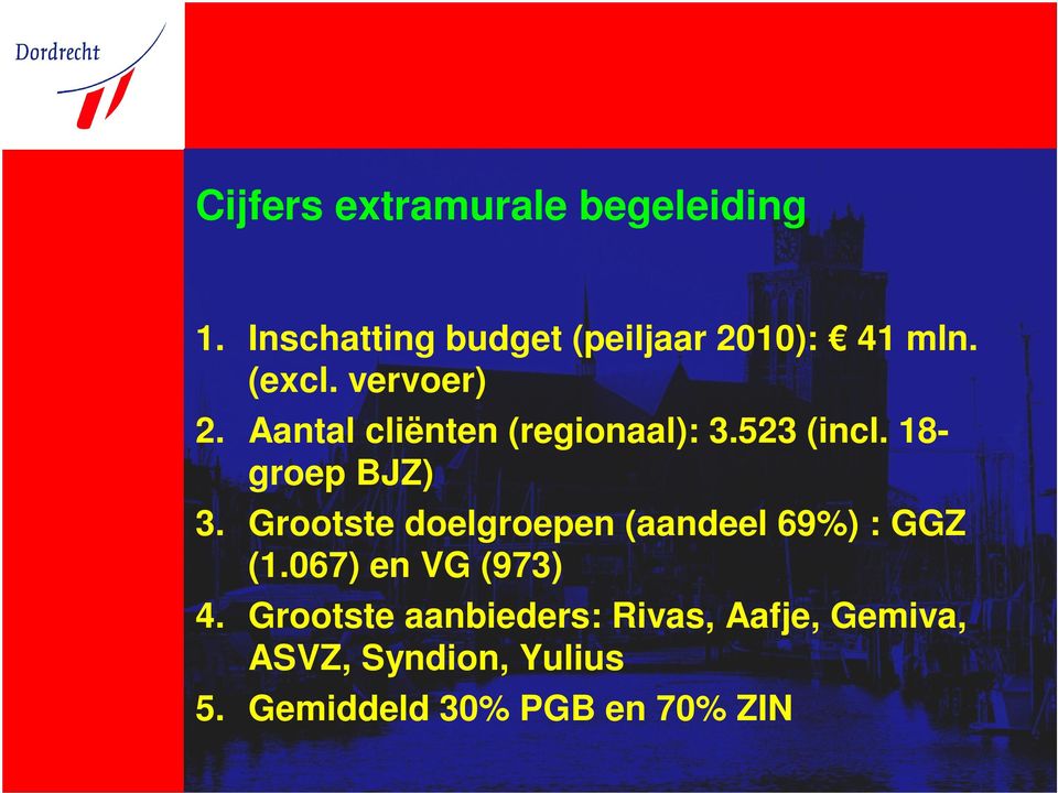 Grootste doelgroepen (aandeel 69%) : GGZ (1.067) en VG (973) 4.