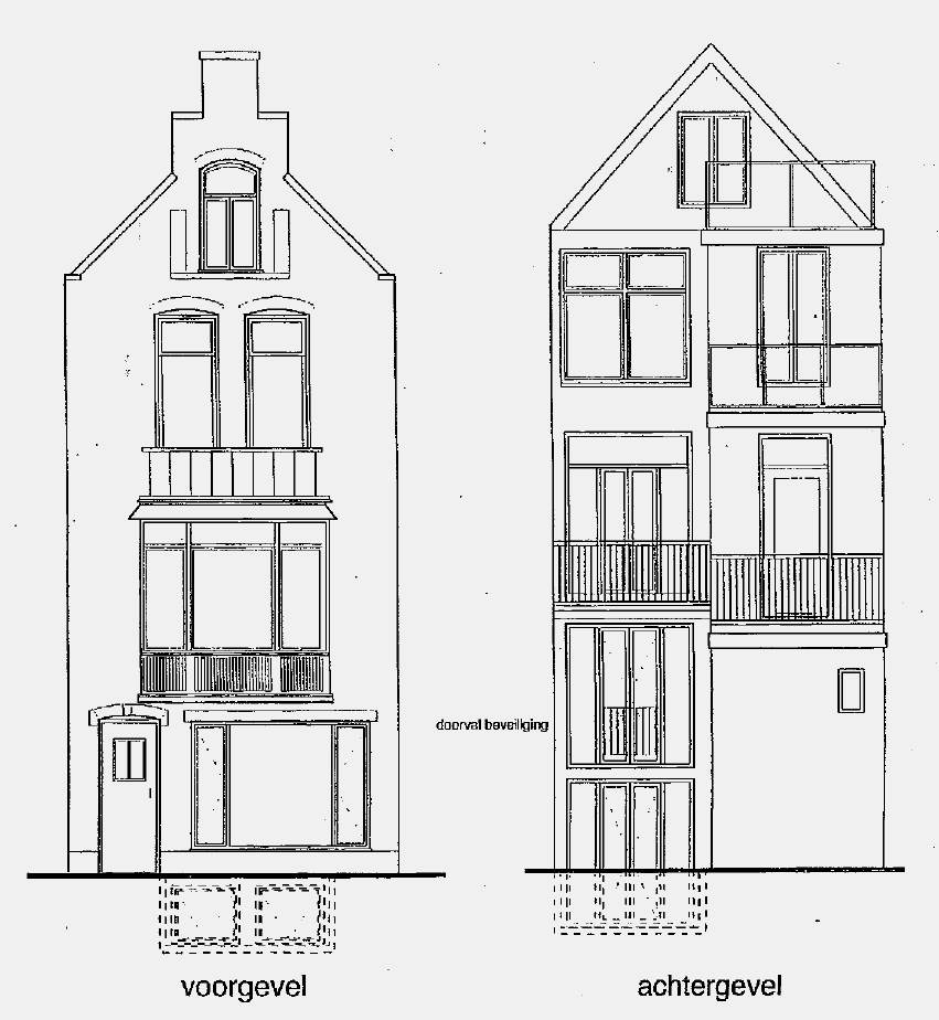 Bijlage II: de voor- en achtergevel N.B.: Deze plattegrond is bedoeld om