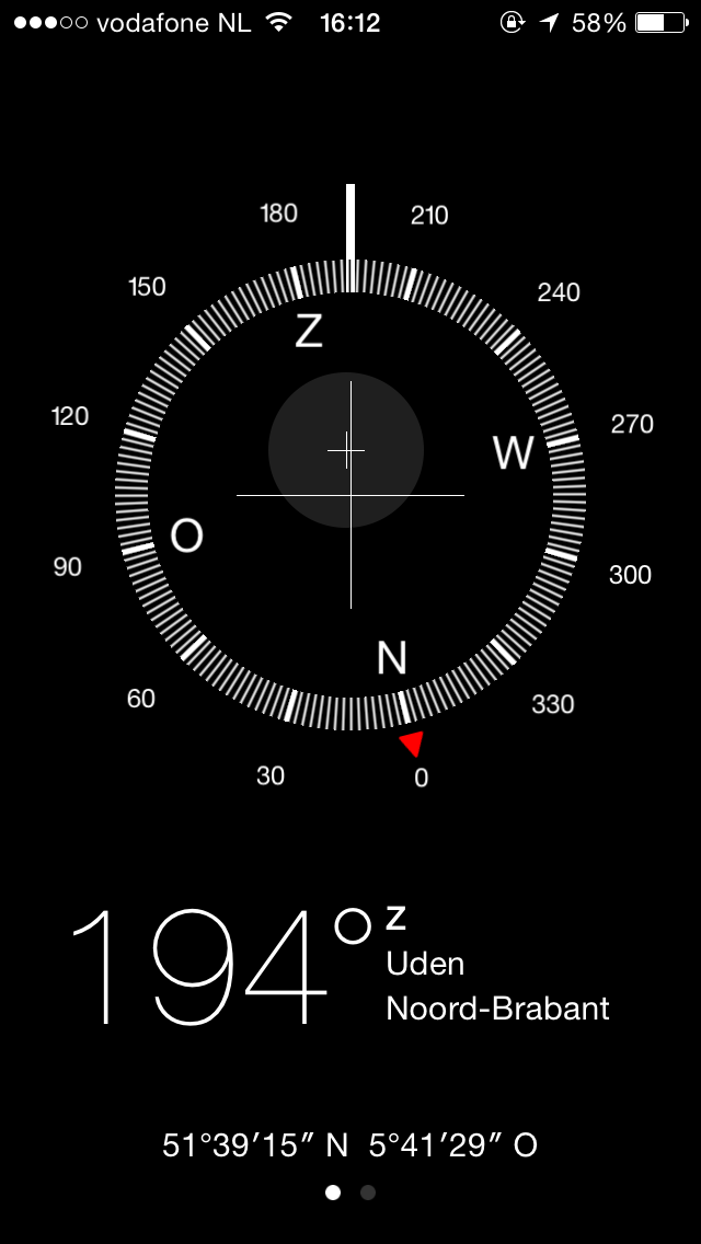 Kompas functie op Iphone Staan
