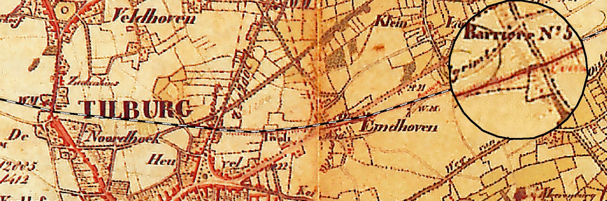 BILANRAPPORT 2004/2 Als het oorspronkelijk tracé wordt geprojecteerd over de kaart van Diederik Zijnen (1760) en de kadastrale minuutplans uit 1832, wordt duidelijk dat de spoorweg zo dicht mogelijk
