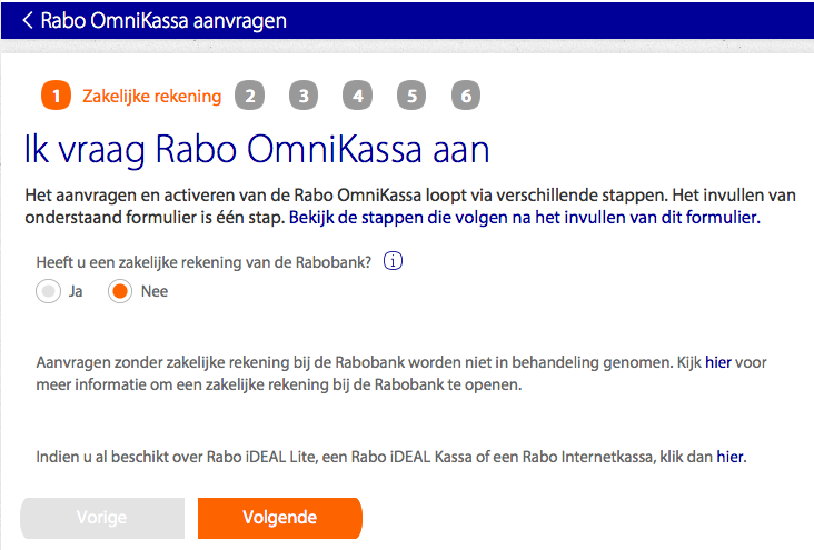 2. Aanmelden Rabo Omnikassa U dient zich eerst aan te melden voor de Rabo Omnikassa. U dient Rabo Omnikassa aan te vragen via de website van de Rabobank: https://www.rabobank.