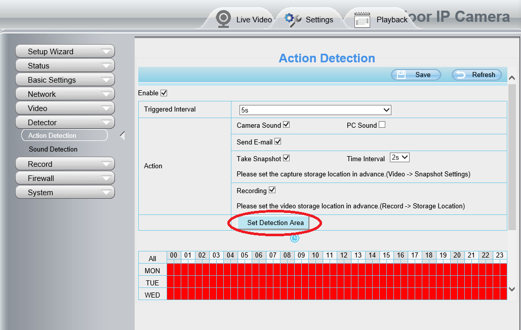 3.5 Activeren Actie Detection Open camera in Internet
