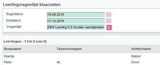 A.4. Wijzigen of verwijderen van lijsten Start- en einddatum aanpassen Blijkt achteraf dat de start- of einddatum niet goed is gekozen, dan kun je deze later nog aanpassen.