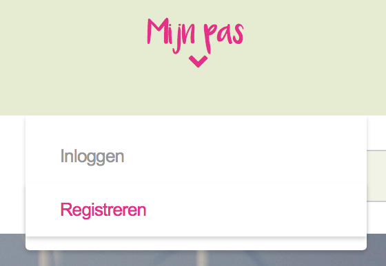 1. De pas registreren 1. Ga naar www.pasvandronten.nl 2. Ga naar Mijn Pas in de menubalk op de homepage van de website. 3. Klik op registreren. 4. Er verschijnt nu een nieuw scherm.