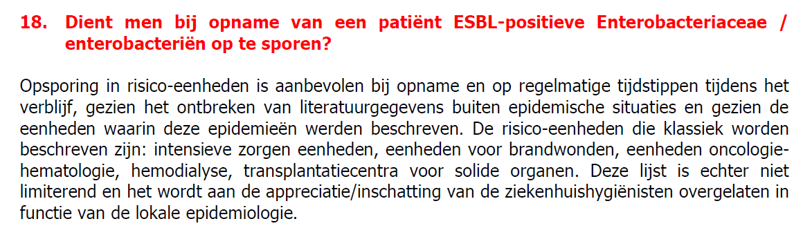 Opsporen van MDR-GNB BICS: opsporen van ESBL+