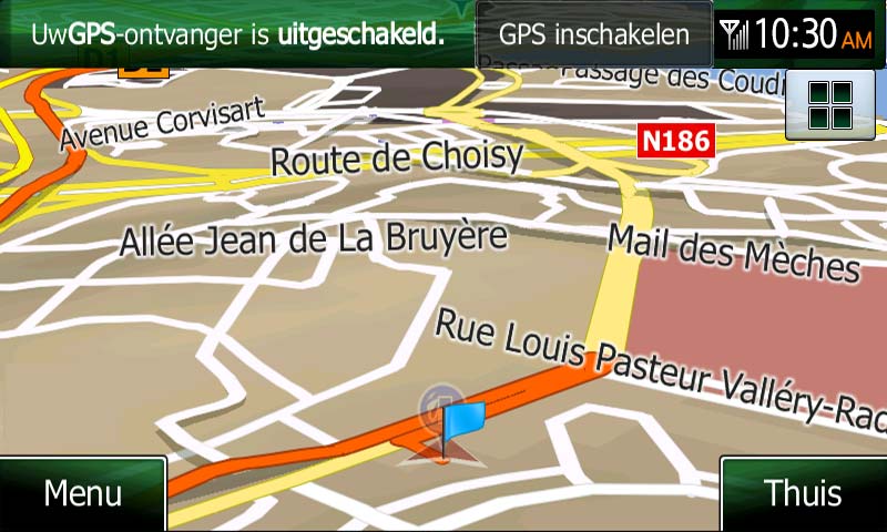 4. De eerste lijn is het begin van de route, normaal gesproken de huidige GPS-positie. Tik op en bevestig uw actie bij het waarschuwingsbericht. 5.