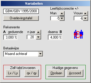 TOELICHTING (1) Variabelen invoeren resp.