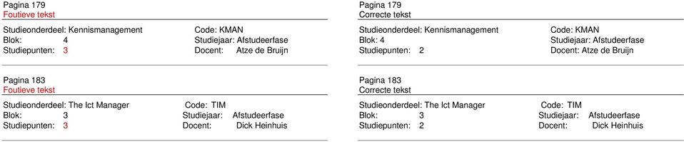 de Bruijn Pagina 83 Studieonderdeel: The Ict Manager Code: TIM Blok: 3 Studiejaar: Afstudeerfase Studiepunten: 3 Docent: Dick