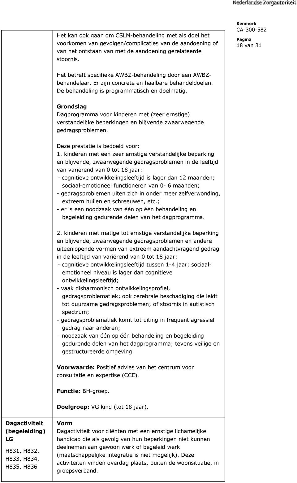 Dagprogramma voor kinderen met (zeer ernstige) verstandelijke beperkingen en blijvende zwaarwegende gedragsproblemen. Deze prestatie is bedoeld voor: 1.