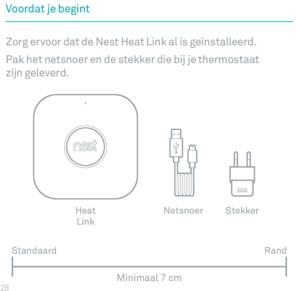 Pak het netsnoer en de stekker die bij je