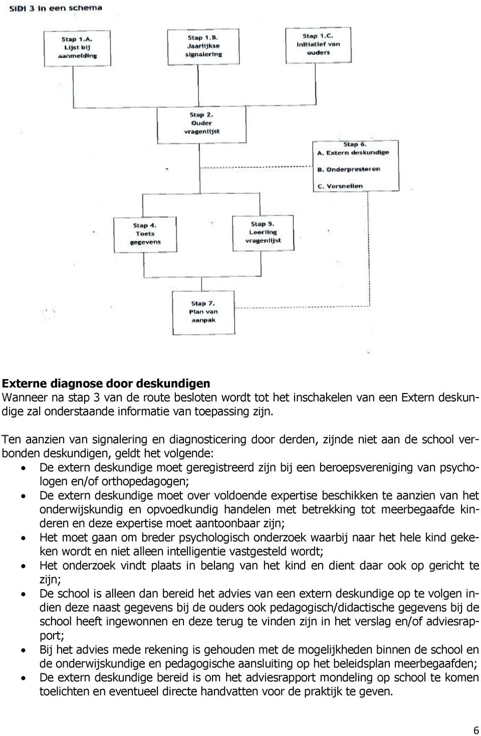 van psychologen en/of orthopedagogen; De extern deskundige moet over voldoende expertise beschikken te aanzien van het onderwijskundig en opvoedkundig handelen met betrekking tot meerbegaafde