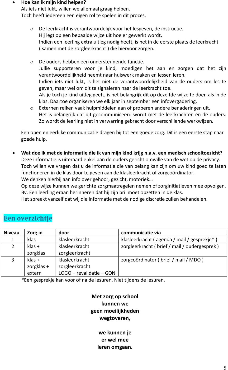 De uders hebben een ndersteunende functie. Jullie supprteren vr je kind, medigen het aan en zrgen dat het zijn verantwrdelijkheid neemt naar huiswerk maken en lessen leren.