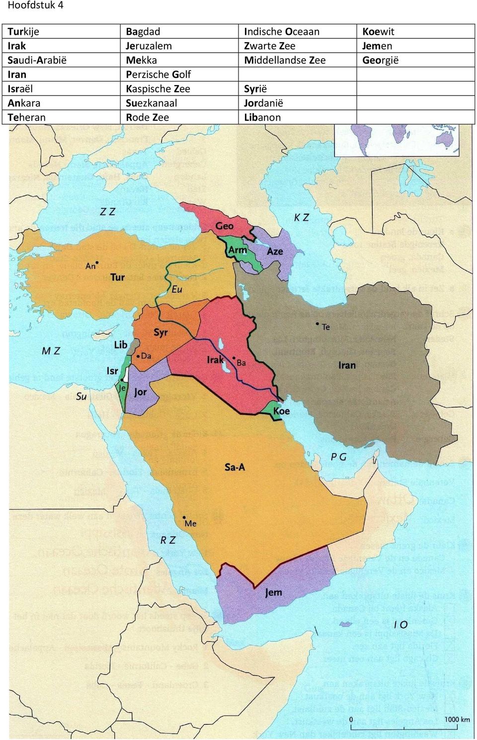 Middellandse Zee Georgië Iran Perzische Golf Israël