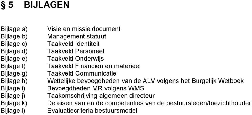 en materieel Taakveld Communicatie Wettelijke bevoegdheden van de ALV volgens het Burgelijk Wetboek Bevoegdheden MR volgens WMS