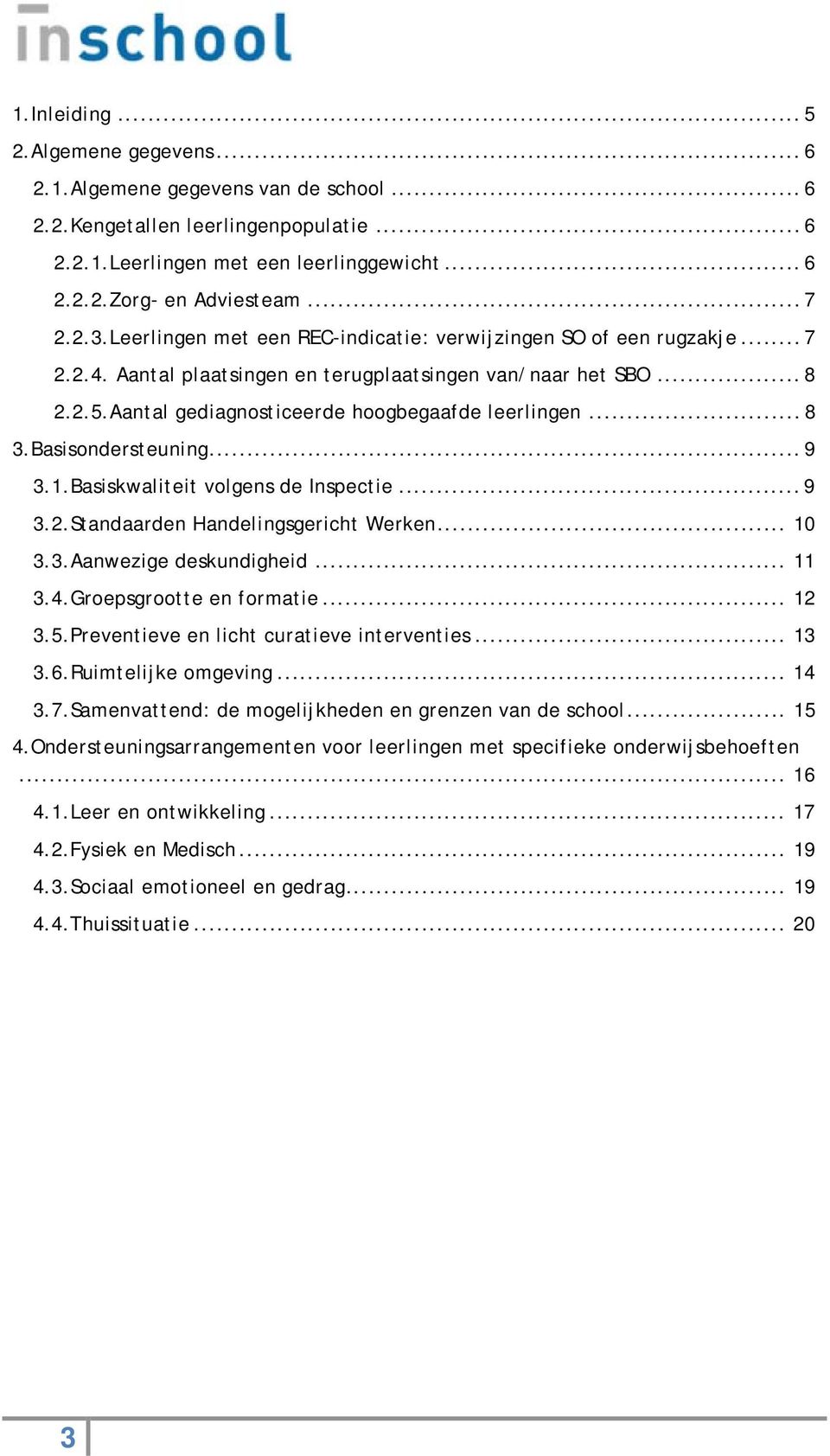 Aantal gediagnosticeerde hoogbegaafde leerlingen... 8 3.Basisondersteuning... 9 3.1.Basiskwaliteit volgens de Inspectie... 9 3.2.Standaarden Handelingsgericht Werken... 10 3.3.Aanwezige deskundigheid.