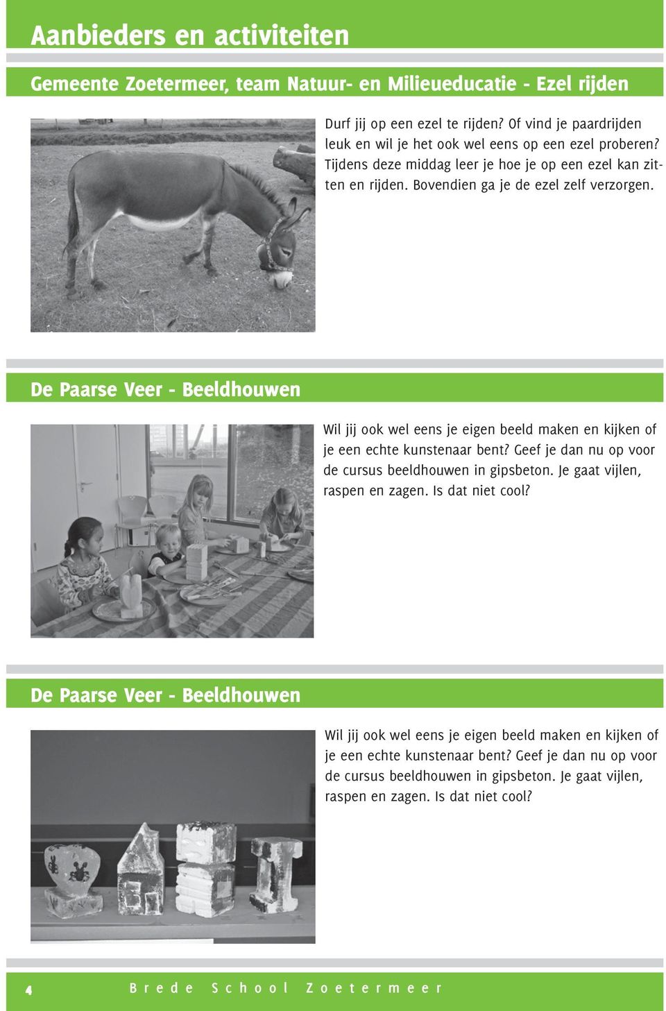 De Paarse Veer - Beeldhouwen Wil jij ook wel eens je eigen beeld maken en kijken of je een echte kunstenaar bent? Geef je dan nu op voor de cursus beeldhouwen in gipsbeton.