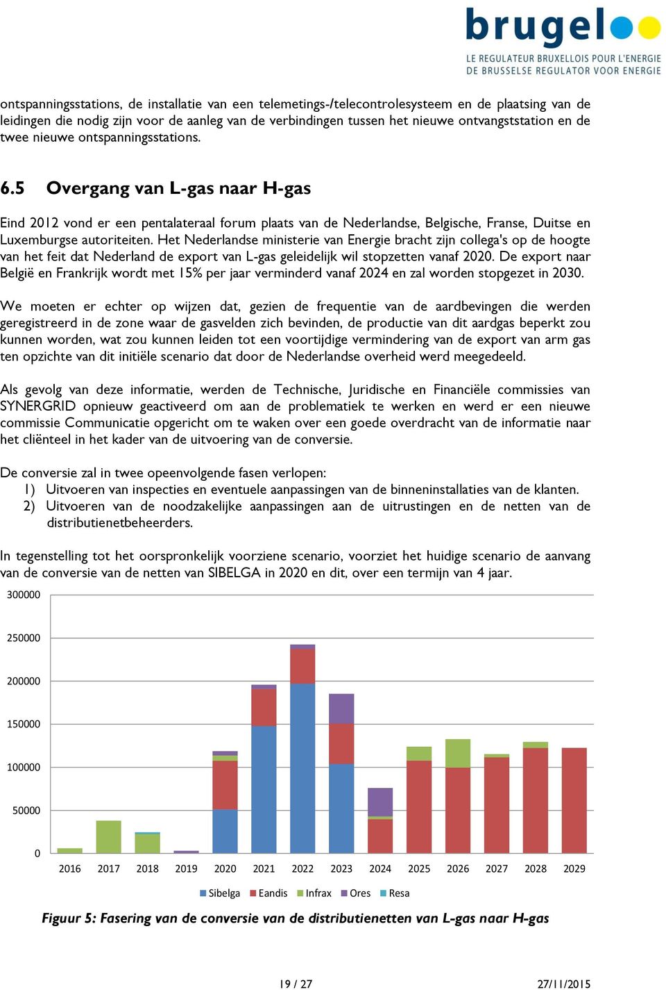 Het Nederlandse ministerie van Energie bracht zijn collega's op de hoogte van het feit dat Nederland de export van L-gas geleidelijk wil stopzetten vanaf 2020.