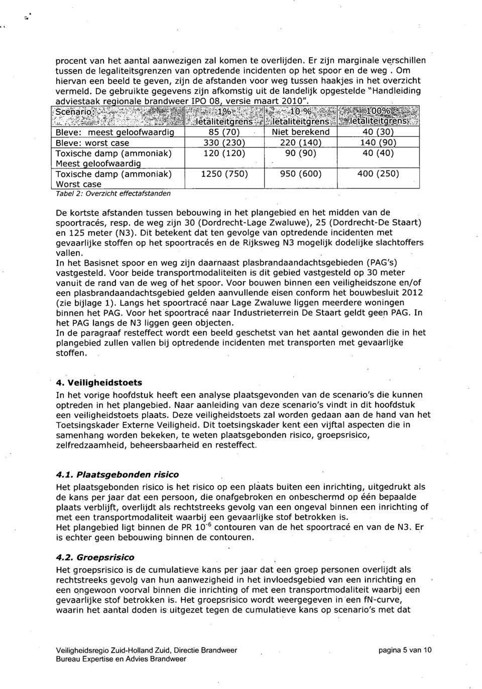 De gebruikte gegevens zijn af komstig uit de landelijk opgestelde "Handleiding adv iestaak reaionale brandweer IPO 08, versie maart 2010". Scenario: 00. letálitéitgrens:. _, :.%,,.Hlétaliteitárens:».