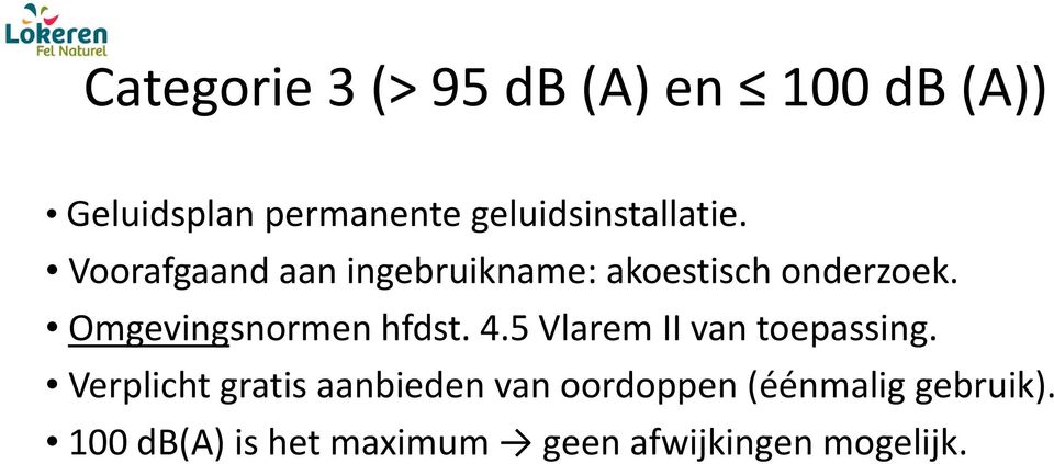 Omgevingsnormen hfdst. 4.5 Vlarem II van toepassing.