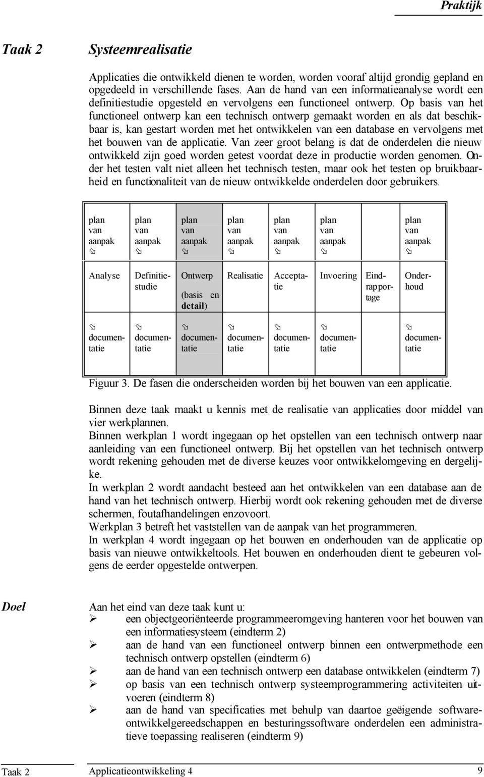 Op basis het functioneel ontwerp kan een technisch ontwerp gemaakt worden en als dat beschikbaar is, kan gestart worden met het ontwikkelen een database en vervolgens met het bouwen de applicatie.