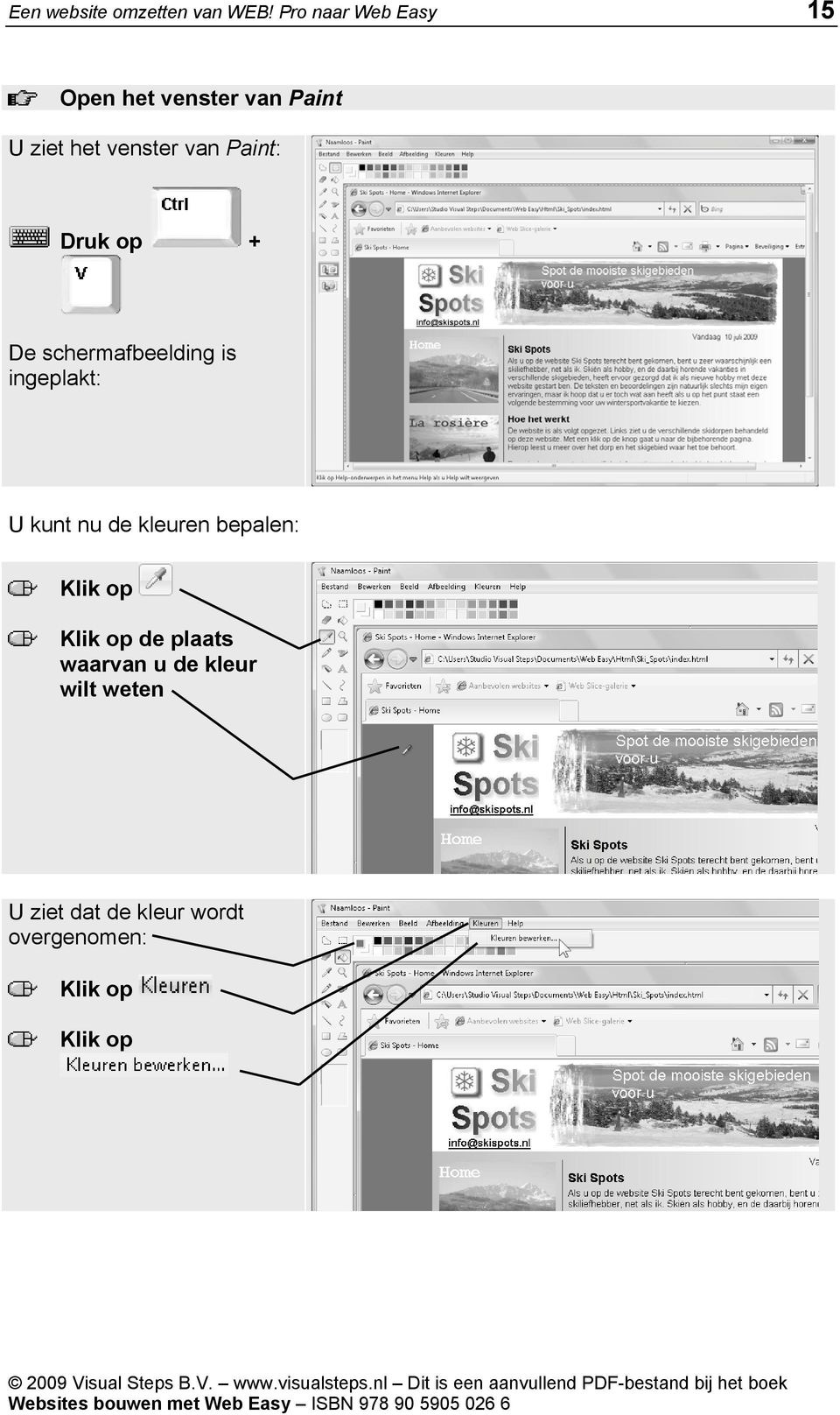 venster van Paint: Druk op + De schermafbeelding is ingeplakt: U