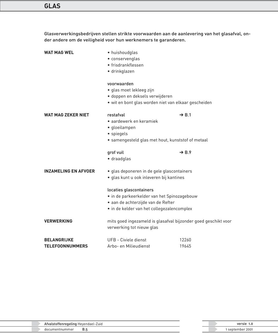 restafval B.1 aardewerk en keramiek gloeilampen spiegels samengesteld glas met hout, kunststof of metaal grof vuil B.